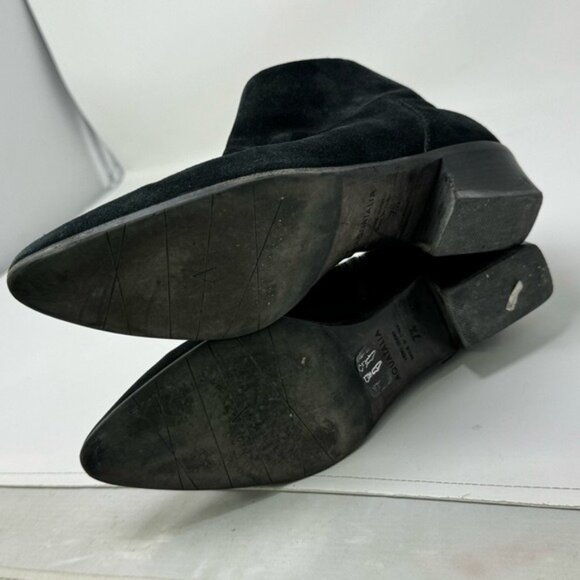 Aquatalia Black Suede Ankle Boots Block Heel Zipper Pointed Toe Size 7.5 - Picture 13 of 16